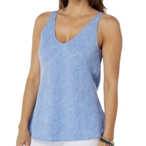 Lilly Pulitzer XL sea salt blue Florin sleeveless linen top.